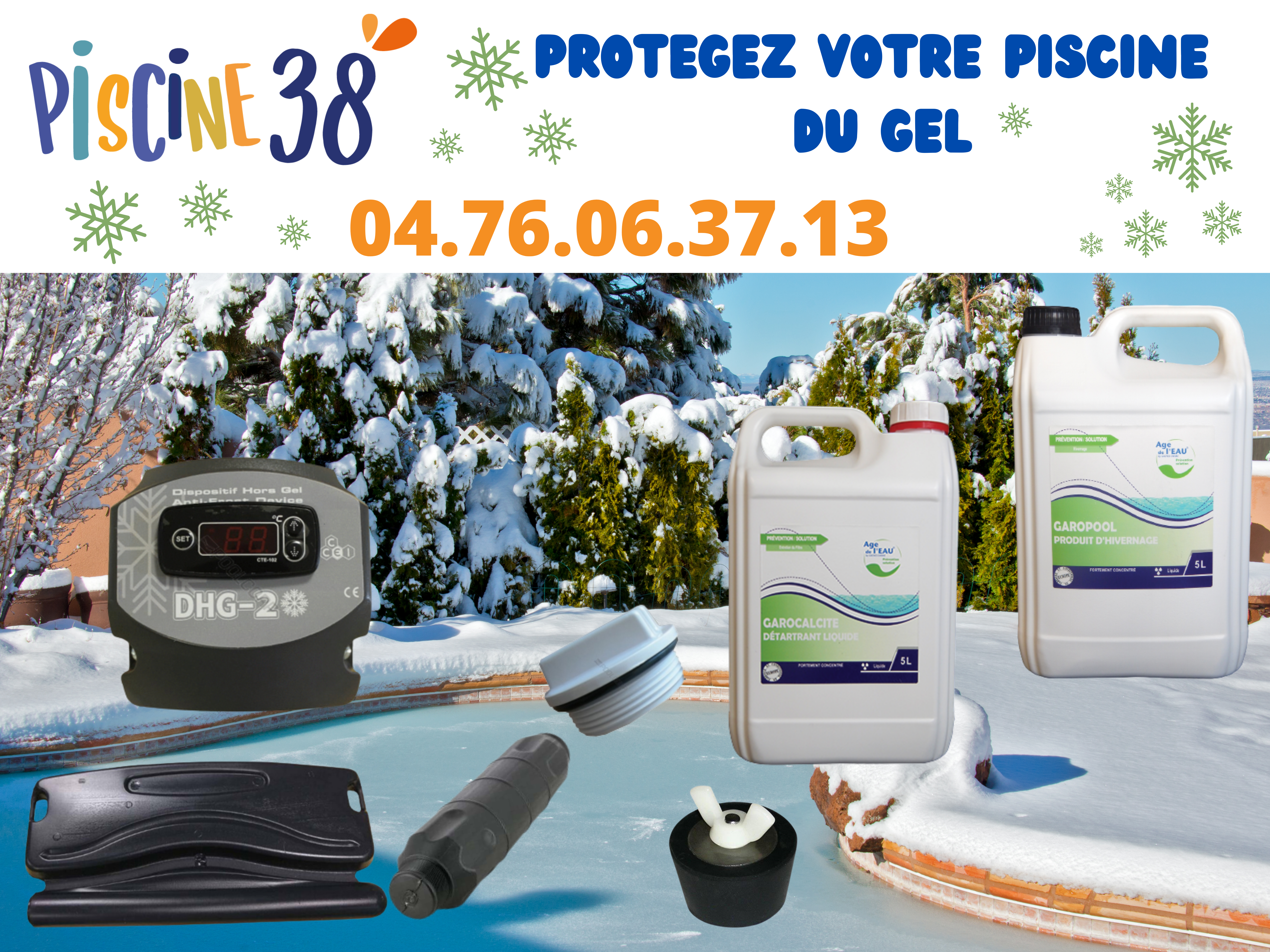 Hivernez votre piscine avec notre gamme de produit chez Piscine 38.